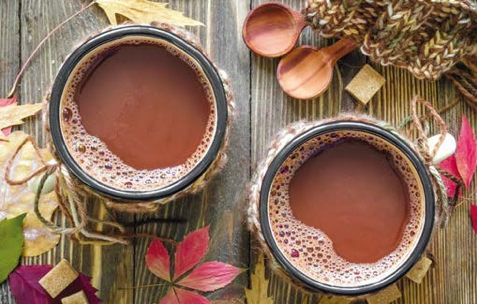 Chocolat chaud maison dans un cadre automnal
